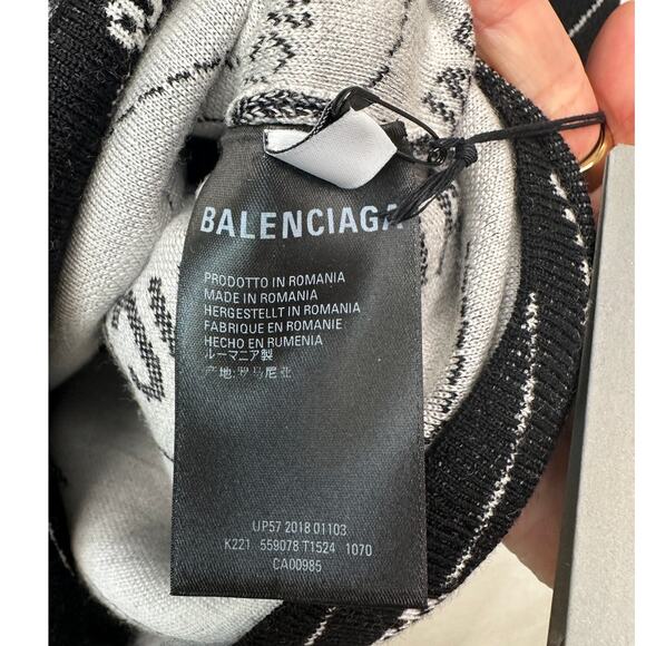 NWT Balenciaga Logo Intarsia Wool-Blend Sweater Black Men's XL - Picture 9 of 15